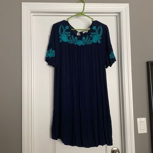 Loft Embroidered Swing Dress